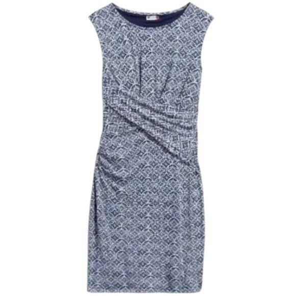 Kut From the Kloth Mollee Crossover Top Jersey Knit Dress  - Blue/White - 8 - Picture 1 of 10